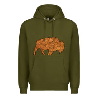 Army Green Western Vintage Bison Silhouette Premium Hoodie - Bettercallsaul