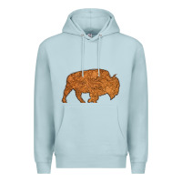 Blue Mist Western Vintage Bison Silhouette Premium Hoodie - Bettercallsaul