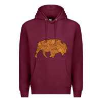 Burgundy Western Vintage Bison Silhouette Premium Hoodie - Bettercallsaul