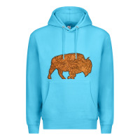 Ocean Blue Western Vintage Bison Silhouette Premium Hoodie - Bettercallsaul