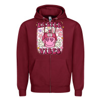 Burgundy Easter vibes Zipper Hoodie - MaliasSmallBusiness