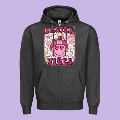 Easter Vibes Zipper Hoodie Designed By Maliassmallbusiness