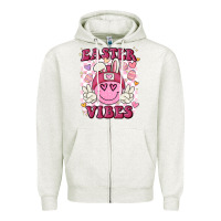 Oatmeal Heather Easter vibes Zipper Hoodie - MaliasSmallBusiness