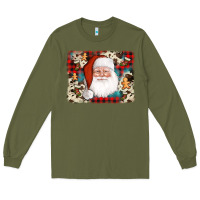 Army Green cowhide santa cookie socks background Long Sleeve Tee - AdoDesignShop