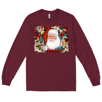 Burgundy cowhide santa cookie socks background Long Sleeve Tee - AdoDesignShop