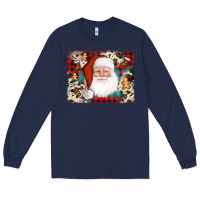 Navy cowhide santa cookie socks background Long Sleeve Tee - AdoDesignShop