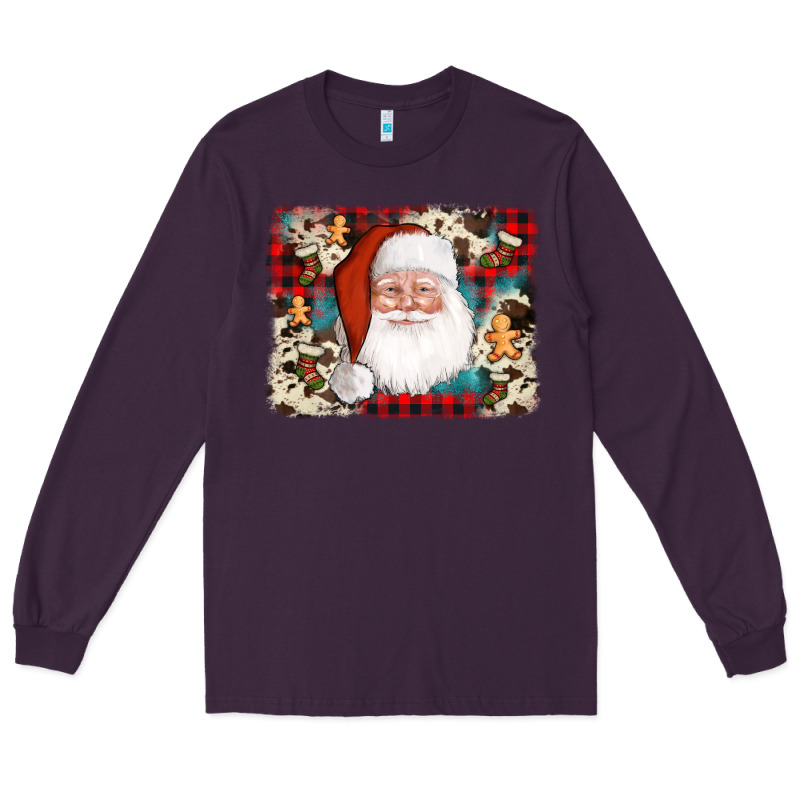 Cowhide Santa Cookie Socks Background Long Sleeve Tee by AdoDesignShop | Teevron