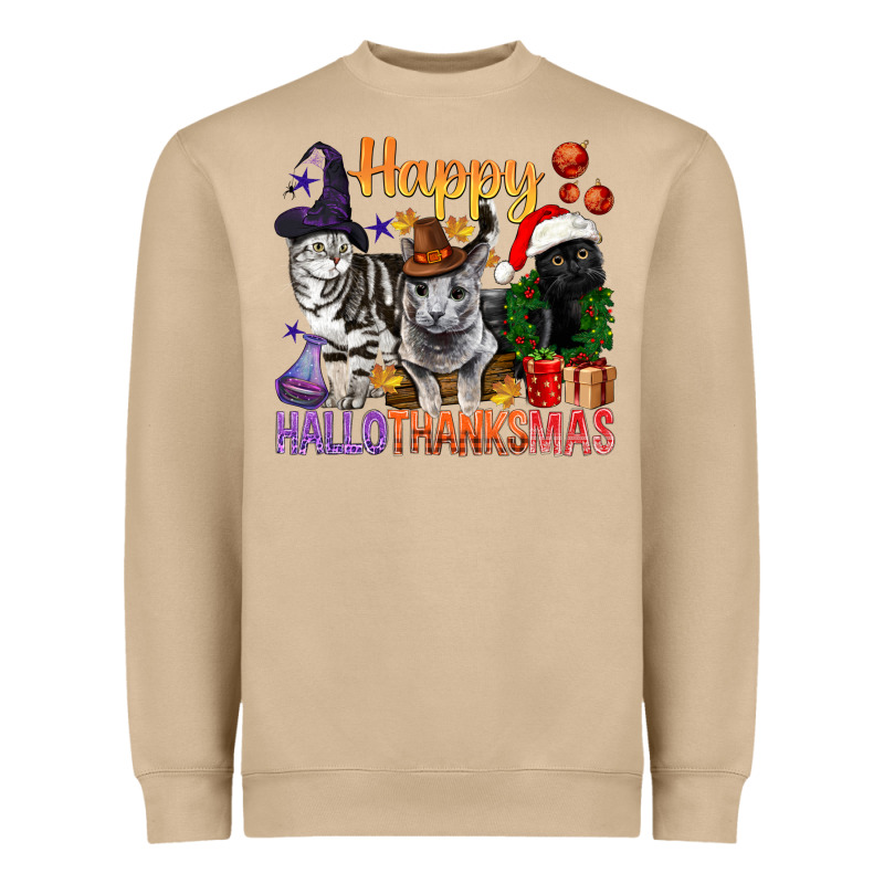 Happy Hallothanksmas Cats Heavyweight Sweatshirt by BundleAndBundleShop | Teevron