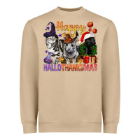 Mushroom Happy Hallothanksmas Cats Heavyweight Sweatshirt - BundleAndBundleShop
