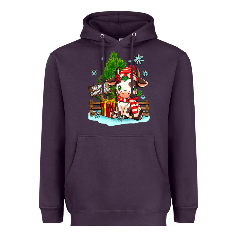 Merry Christmas Cow Heavyweight Hoodie by MaliasSmallBusiness | Teevron