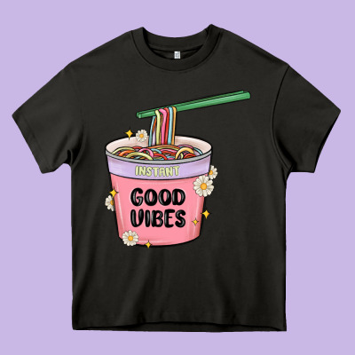 Instant Good Vibes Noodles Heavy Core Tee Designed By Maliassmallbusiness