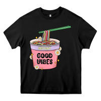 Black instant good vibes noodles Heavy Core Tee - MaliasSmallBusiness