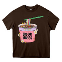 Chocolate Brown instant good vibes noodles Heavy Core Tee - MaliasSmallBusiness