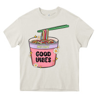 Cream instant good vibes noodles Heavy Core Tee - MaliasSmallBusiness