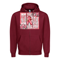 Burgundy cancer words Zipper Hoodie - MaliasSmallBusiness