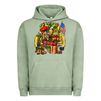 Pigment Oil Green Christmas army gnomes truck 4th of july Urban Hoodie - HowdyJamesFarm