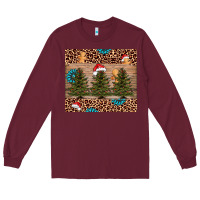 Burgundy Christmas trees leopard Long Sleeve Tee - AdoDesignShop