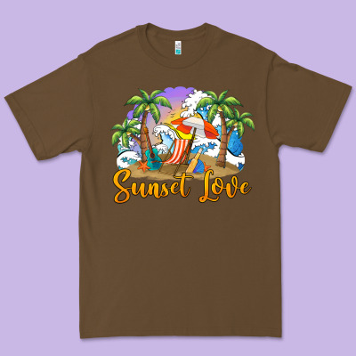 Sunset Love Premium Tee Designed By Barkaloodesign