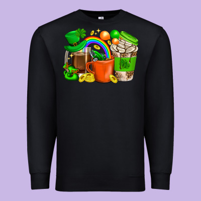 St. Patricks Day Coffee Cups Premium Sweatshirt Designed By Bundleandbundleshop