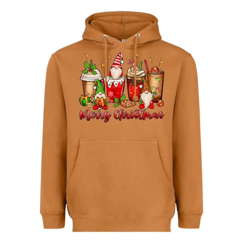 Merry Christmas Gnomes Coffee Cups Heavyweight Hoodie by MaliasSmallBusiness | Teevron
