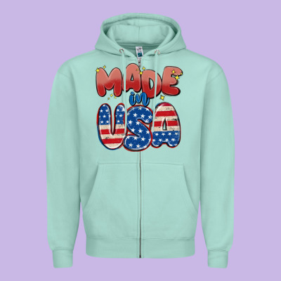 Made In Usa Zipper Hoodie Designed By Maliassmallbusiness
