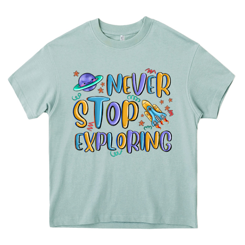 Never Stop Exploring Heavy Core Tee by MaliasSmallBusiness | Teevron