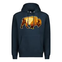 Navy Desert Landscape Bison Silhouette Premium Hoodie - Bettercallsaul