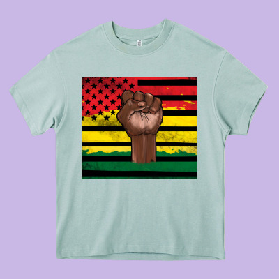 Juneteenth American Flag Heavy Core Tee Designed By Artiststas