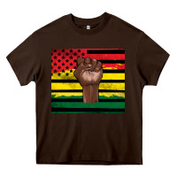 Chocolate Brown Juneteenth American flag Heavy Core Tee - Artiststas