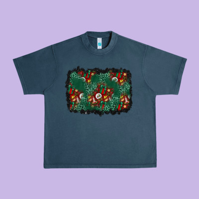 Christmas Gift Box And Leopard Background Urban Heavy Tee Designed By Bundleandbundleshop