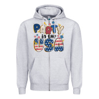 Heather Grey party in the usa Zipper Hoodie - MaliasSmallBusiness