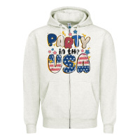 Oatmeal Heather party in the usa Zipper Hoodie - MaliasSmallBusiness
