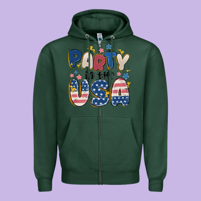 Party In The Usa Zipper Hoodie Designed By Maliassmallbusiness
