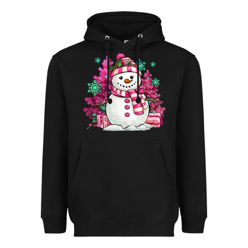 Pink Christmas Snowman Heavyweight Hoodie by MaliasSmallBusiness | Teevron
