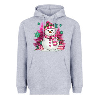 Heather Grey pink christmas snowman Heavyweight Hoodie - MaliasSmallBusiness