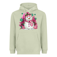 Matcha pink christmas snowman Heavyweight Hoodie - MaliasSmallBusiness