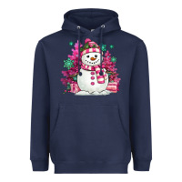 Navy pink christmas snowman Heavyweight Hoodie - MaliasSmallBusiness