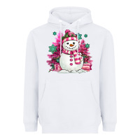 White pink christmas snowman Heavyweight Hoodie - MaliasSmallBusiness