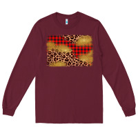 Burgundy christmas leopard glitter background Long Sleeve Tee - AdoDesignShop