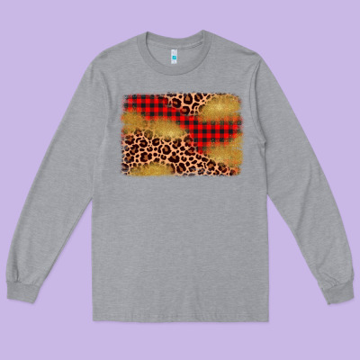 Christmas Leopard Glitter Background Long Sleeve Tee Designed By Adodesignshop