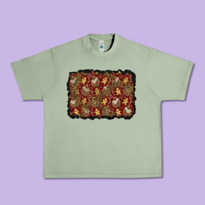 Christmas Gingerbread Man And House Background Urban Heavy Tee Designed By Bundleandbundleshop