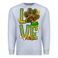 Heather Grey Tie dye St. Patrick's Day love dog paw Premium Sweatshirt - BundleAndBundleShop