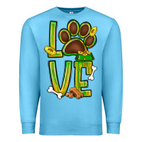 Ocean Blue Tie dye St. Patrick's Day love dog paw Premium Sweatshirt - BundleAndBundleShop
