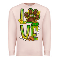Pale Pink Tie dye St. Patrick's Day love dog paw Premium Sweatshirt - BundleAndBundleShop