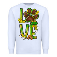 White Tie dye St. Patrick's Day love dog paw Premium Sweatshirt - BundleAndBundleShop