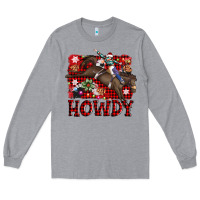 Heather Grey rodeo christmas howdy Long Sleeve Tee - AdoDesignShop