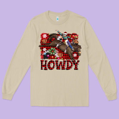 Rodeo Christmas Howdy Long Sleeve Tee Designed By Adodesignshop