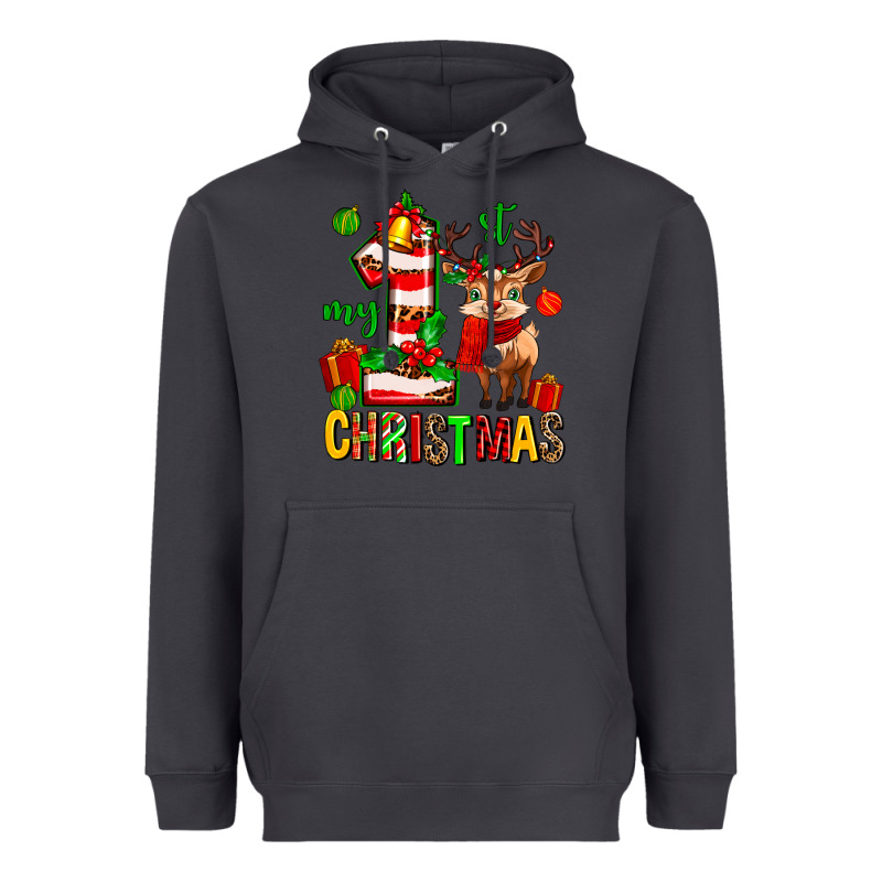 My First Christmas Reindeer Heavyweight Hoodie by MaliasSmallBusiness | Teevron