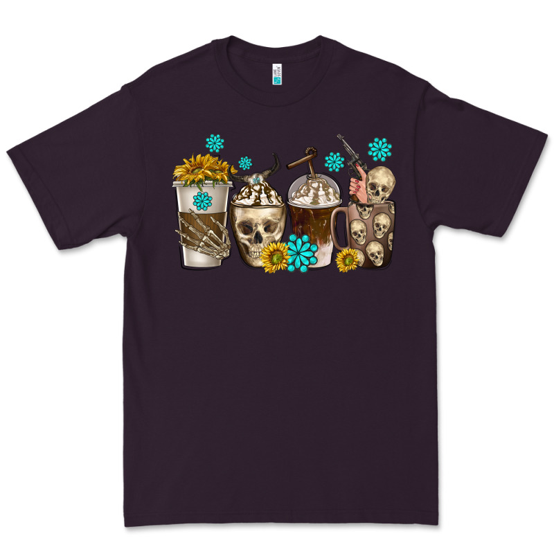 Coffee Cups Bull Skull With Gemstones Premium Tee by texasbilliewilder | Teevron