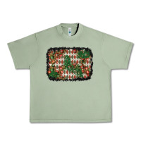 Oil Green christmas ornament and diamond plaid  background Urban Heavy Tee - BundleAndBundleShop